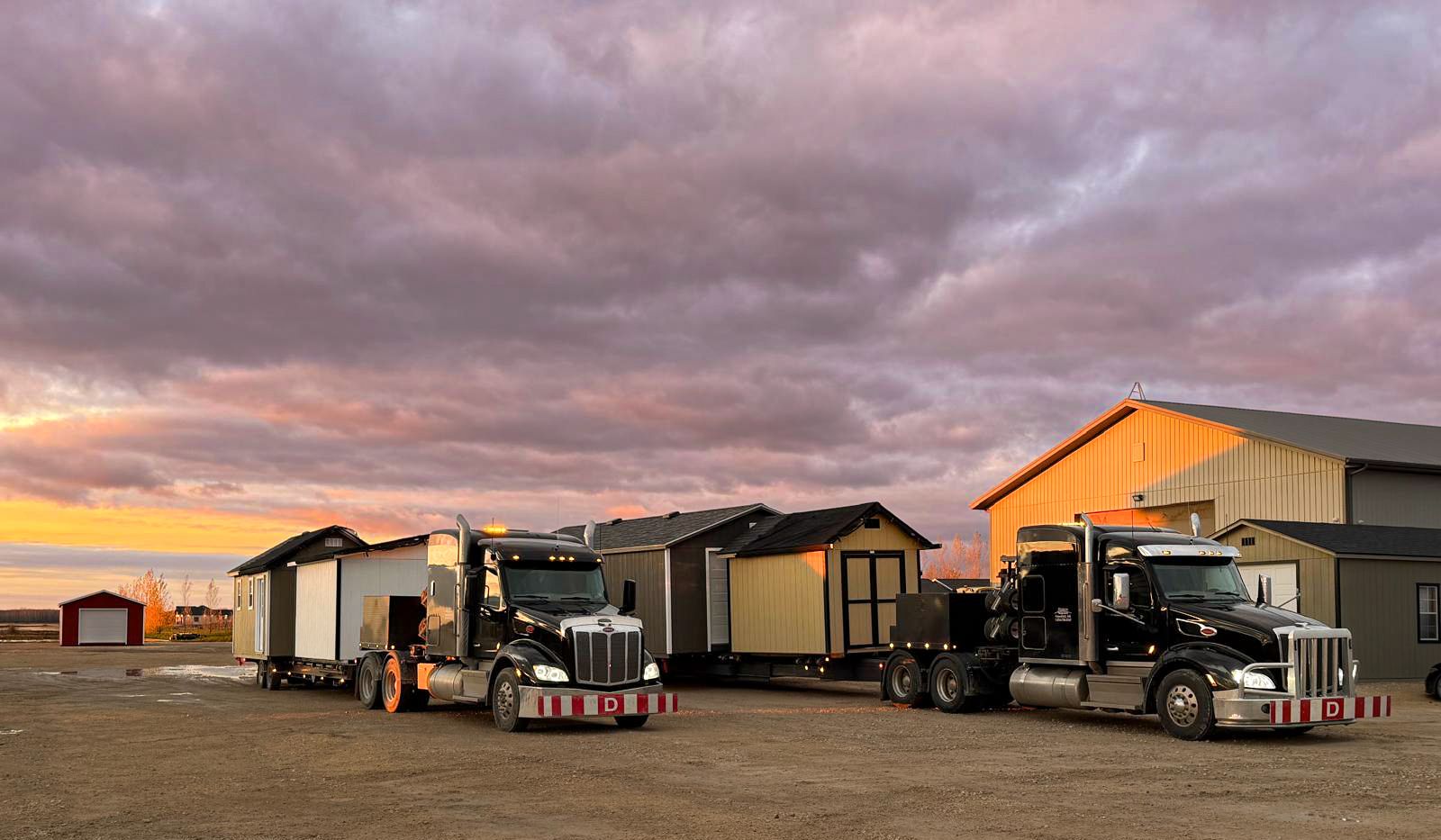 Trucks loaded up for shed delivery