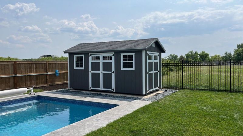 Charcoal color pool house
