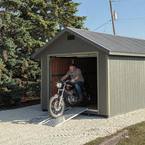 Shed Uses: Green Motorcycle Shed